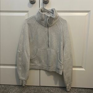 lululemon athletica Light Gray Half-Zip Cropped Sweatshirt